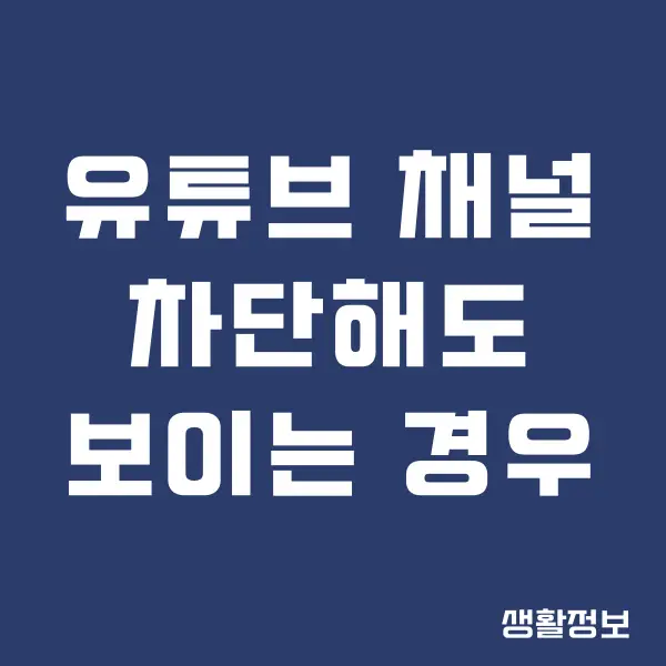 유튜브 채널 차단해도 보임, 쉽게 해결하는 방법