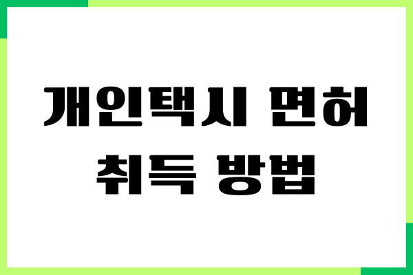 개인택시 면허 취득 방법, 자격 조건, 필요 서류