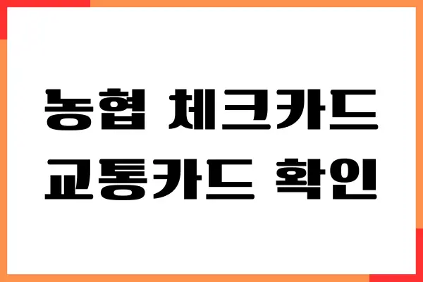 농협 체크카드 교통카드 확인, 결제일 정보