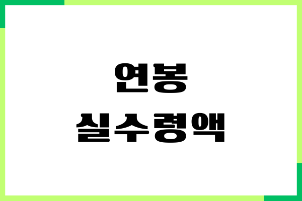 연봉실수령액 2025년 상세 안내, 실급여, 실수령액표