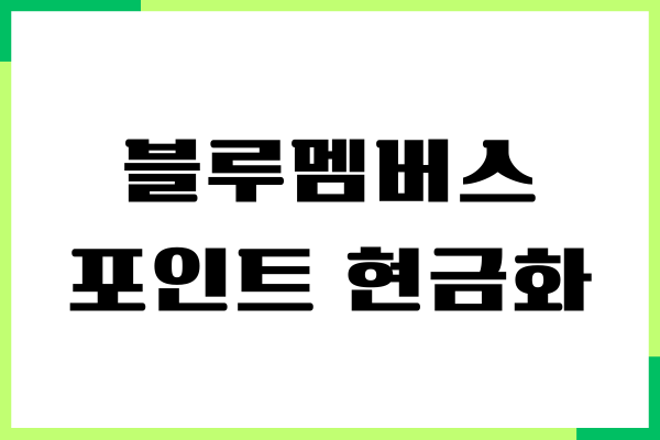 블루멤버스 포인트 현금화, 적립 방법, 사용처, 주의사항